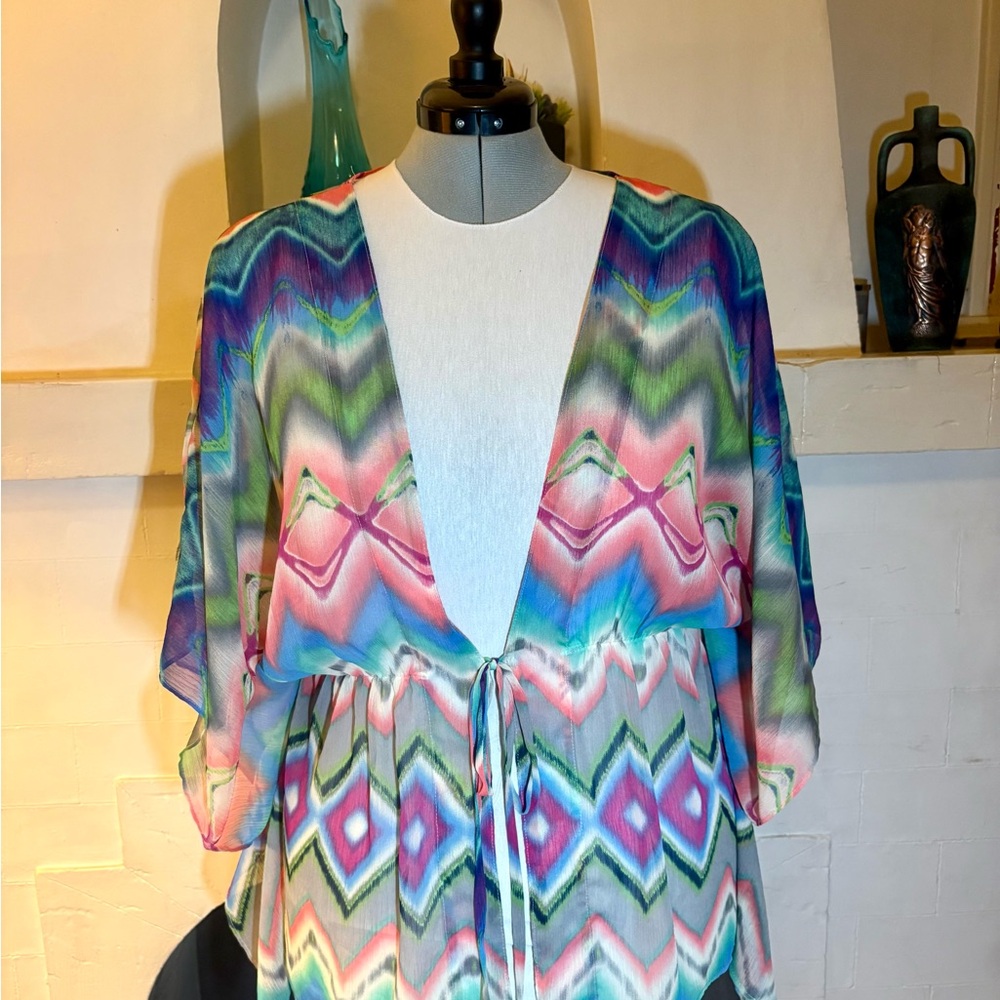 Colorful Caftan Style Cardigan Coverup Lane Bryant